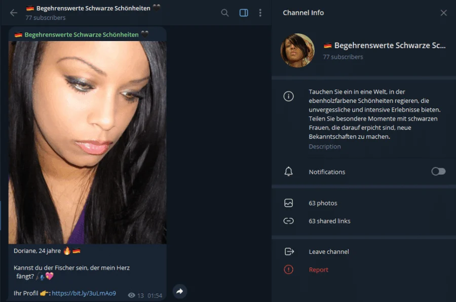 Vorschau der Telegram-Gruppe Begehrenswerte Schwarze Schönheiten