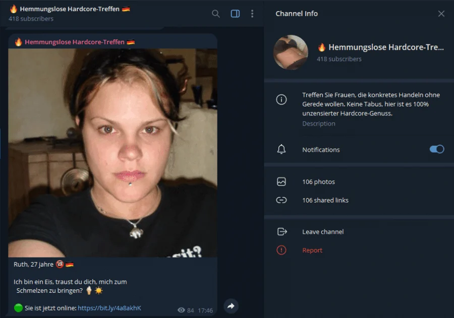 Vorschau der Telegram-Gruppe Hemmungslose Hardcore-Treffen