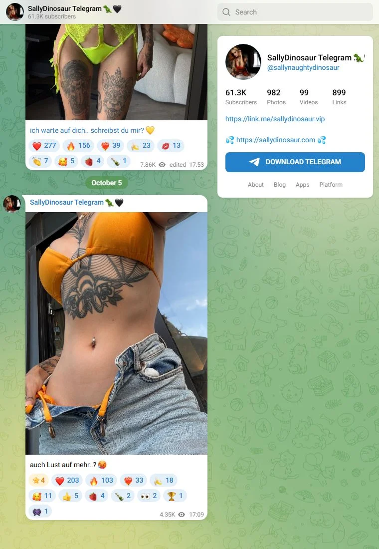 Vorschau des Telegram-Kanals Sally Dinosaur